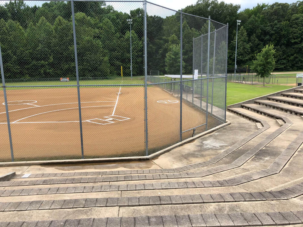 a softball field freshly chalked