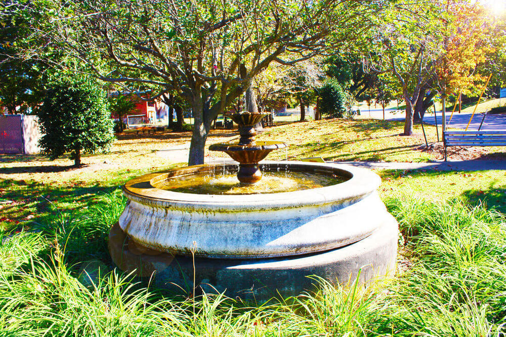 a fountain at Shelton Park
