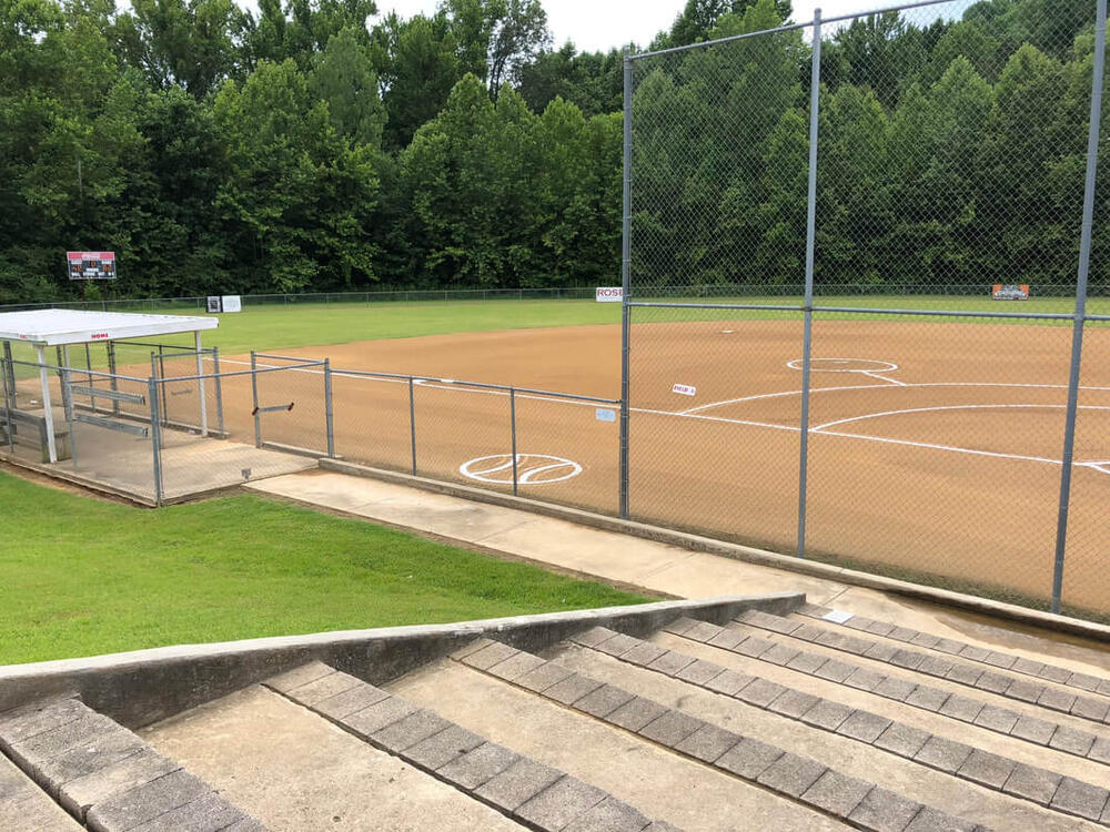 a softball field freshly chalked