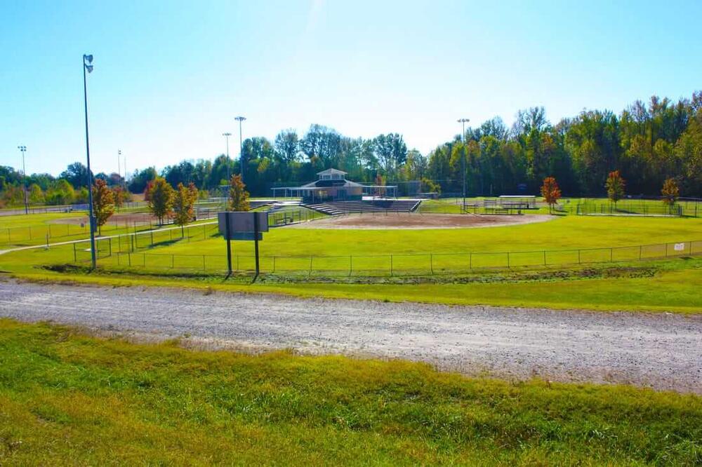 wide angle view of softball fields