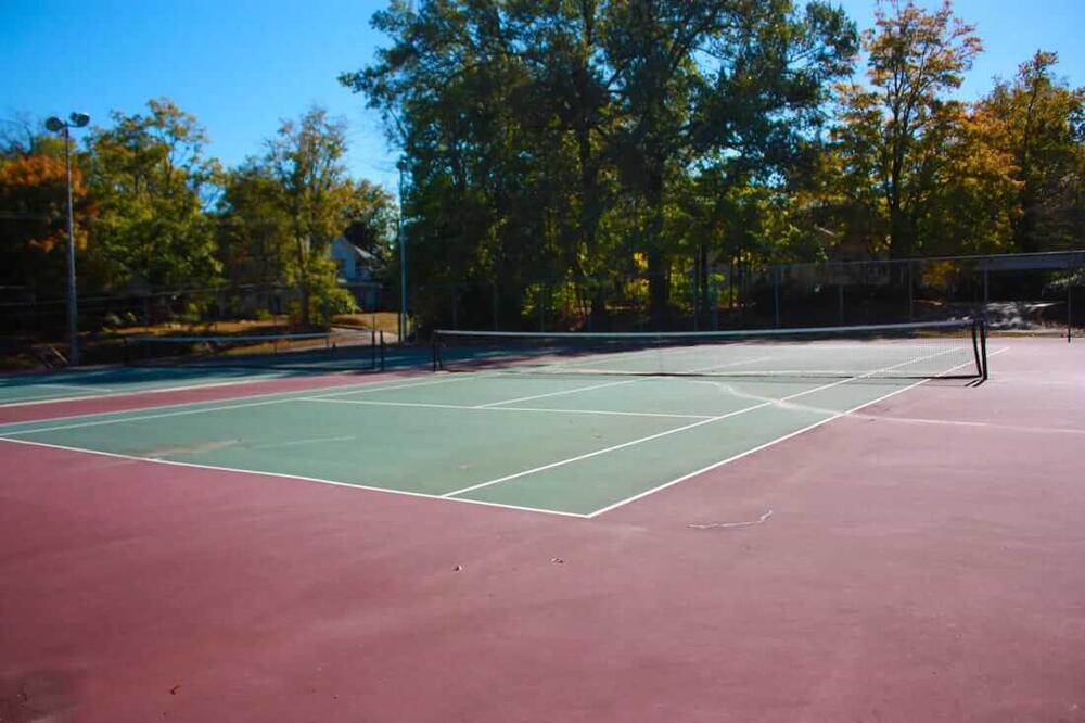 a clay surface tennis court