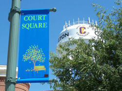picture of court square and water tower in Covington, TN