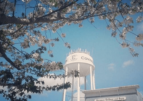 a view of the Covington water tower