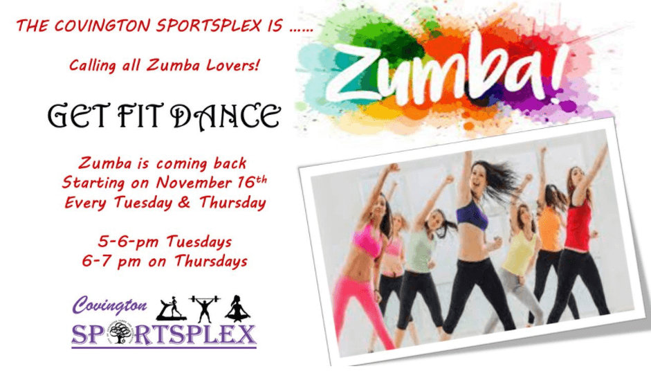 a poster advertising upcoming zumba classes