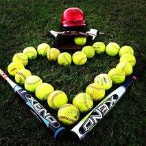 softballs arranged in a heart shape