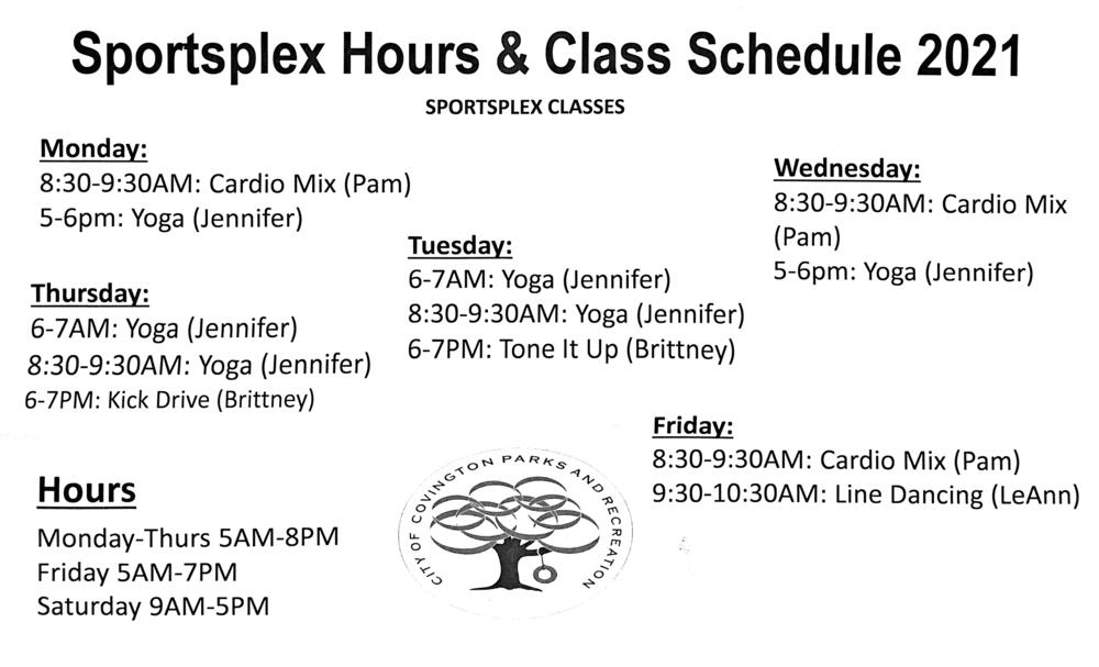 The Fitness Class schedule