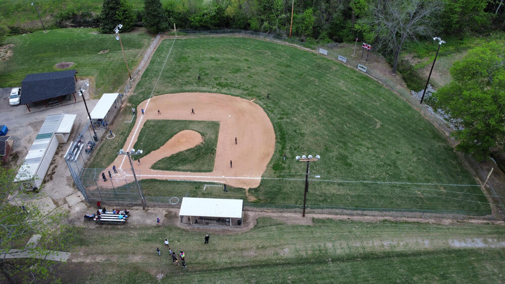 overhead picture of single baseball field