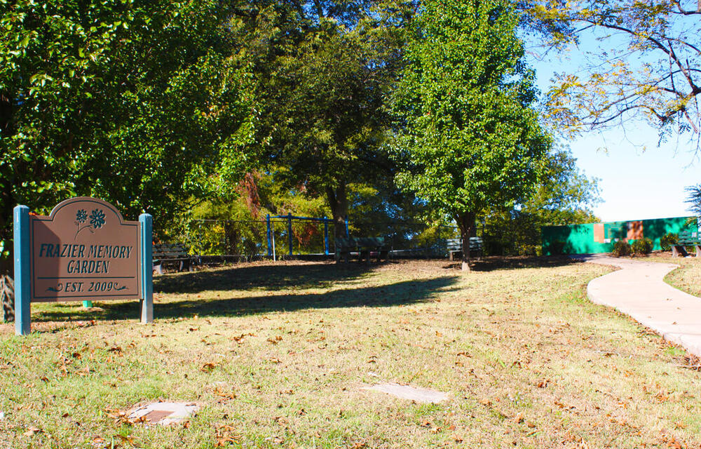 walking trail and sign for Frazier Memorial Garden